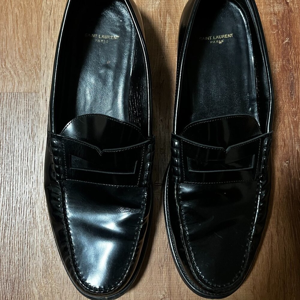Saint Laurent Paris Le Loafer Monogram Leather Penny Loafers